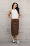 Jordan Denim Skirt in Brown FINAL SALE