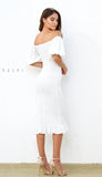 Skyla Shirred Midi Dress WHITE