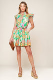 PORT OF CALL MINI DRESS GREEN MULTI