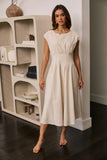 Matilda Pleated Maxi Dress in Oatmeal