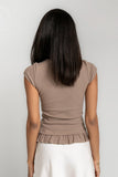Misha Ruffle Top in Taupe