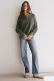 Inda Henley Sweater in Olive FINAL SALE