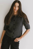 Erika Cable Knit Cardigan in Charcoal FINAL SALE