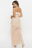 Black Corset Asymmetrical Tulle Maxi Dress