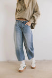 Bentlee Cropped Barrel Jeans in Medium Wash FINAL SALE