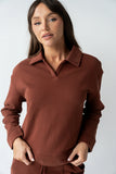 Patricia Collared Sweatshirt in Burgundy FINAL SALE