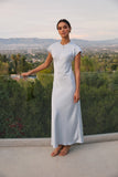 Hannah Satin Maxi Dress in Light Blue
