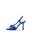 Elegant Blue Satin Stiletto Heels with Crystal Embellishment