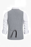 Mens Single Breasted Slim Fit Striped Suit Vest