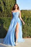 Alisha Gown Light Blue Tulle A line Dress With Open Back
