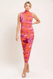 PARADISE GLOW POWER MESH MIDI DRESS