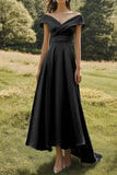 Off The Shoulder Sage Slim Formal Dress with Wide Hem