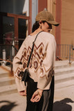 Angelica Geometric Cardigan in Tan FINAL SALE