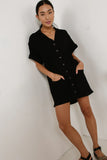 Button Up Mini Dress in Black FINAL SALE