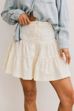 Skyler Tiered Mini Skirt in Cream FINAL SALE