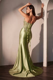 KIMORA GOWN CRYSTAL CORSET SATIN DRESS