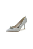 Glitter Pointed Toe Slip on Wedding Shoes With Rhinestone