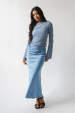 Tory Satin Maxi Skirt in Blue