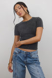 Rome Ribbed Top in Charcoal