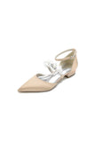 Flower Pearl Buckle Strap Pointed Toe Flats