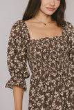 Kiran Floral Midi Dress in Brown FINAL SALE