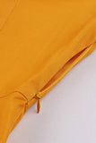 Yellow Swing V Neck Vintage Dress With Short Sleeves