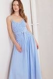 JOURNI STRIPED MIDI DRESS BLUE WHITE