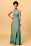 A Line Convertible Floor Length Chiffon Bridesmaid Dress