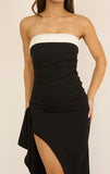 Amanda Black White Strapless Maxi Dress