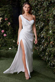 Audra Gown Off White ONE SHOULDER LUXE SATIN CORSET GOWN