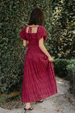 Beckie Smocked Maxi Dress in Burgundy