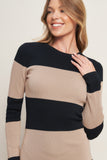 MODERN ATTITUDE STRIPE LONG SLEEVE SWEATER DRESS