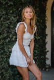 Vanessa Smocked Mini Dress in Off White