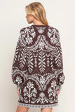 TERRA TAPESTRY BROWN SWEATER KNIT MINI DRESS