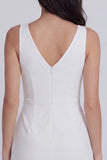 Ivory V Neck Twist Front Bodycon Mini Dress