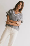 Hazel Embroidered Sweater Top in Grey FINAL SALE