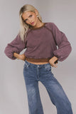 Porter Distressed Crewneck in Berry FINAL SALE