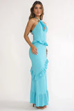 NADIA HALTER MAXI DRESS OCEAN BLUE