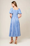 SUGAR RUSH BLUE STRIPE MIDI DRESS
