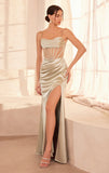 Nadine Dress Long Satin Gown with Corset Bodice