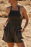 Bonnie Smocked Romper in Olive FINAL SALE