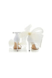 Asymmetric Bow Embellished Satin High Heel Sandals