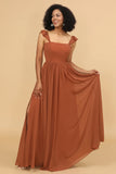 A Line Floor Length Chiffon Bridesmaid Dress With Ruffles