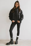 Rylee Satin Bomber Jacket in Black FINAL SALE