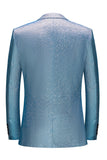 Mens Royal Blue Sparkly Peak Lapel One Button 2 Piece Guest Suits