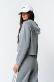 Kourtney Waffle Knit Hoodie in Grey