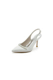 Pearl Embellished Peep Toe Slingback High Heels