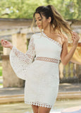 The Elysian Dress White One Shoulder Lace Dress