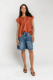 Cambree Pleated Blouse in Terracotta