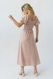 Renley Plaid Midi Dress in Clay